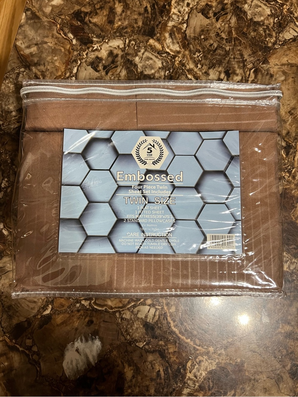 Embossed Twin Sheet Set - Brown